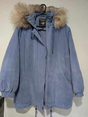 Bromley Sport Mujer Chaqueta Parka Aislante Azul Con Capucha A Presión Piel Sintética L Foto 1 de 4