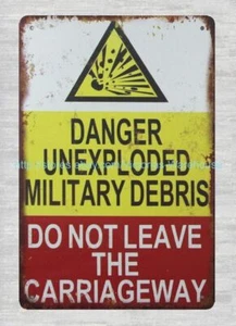 tin tractor signs Danger Unexploded Military Debris metal tin sign - Picture 1 of 4