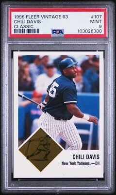 1998 Fleer Vintage #107c CLASSIC /63 Chili Davis SP PSA 9 (pop 1) sn: 28/63 - Image 1 of 2