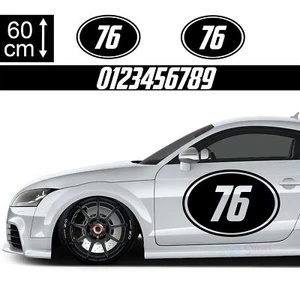 Startnummer Auto Aufkleber Seitenaufkleber WUNSCHNUMMER -  Schriftart 10 - Picture 1 of 134
