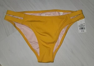 Shade & Shore Sz M Ribbed Side Detail Cheeky Bikini Bottom Curry Yellow Large  - Picture 1 of 7