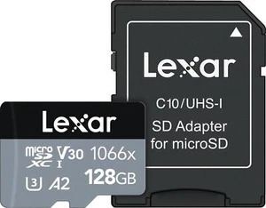 Lexar 128GB Professional 1066x Micro SD Card W/ SD Adapter, UHS-I, U3, V30, A2, - Picture 1 of 12