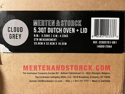 Merten & Storck 5.3qt Enameled Iron Dutch Oven Cloud Grey Thinner and Stronger