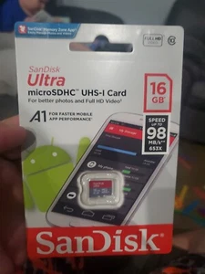 + SanDisk Ultra SD 16Gb Class 10 MicroSDHC UHS-I PRĘDKOŚĆ DO 98 MB/S SPRZEDAWCA Z USA - Zdjęcie 1 z 5