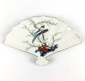 Jay Fine China Decorative Bird Cherry Blossom Fan Plate Dish Japan Gold Trim - Picture 1 of 7