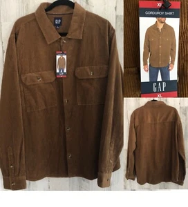 GAP men's Button Down Corduroy Shirt Sz XL NWT $79.95 Jacket Shacket Brown Pckts - Picture 1 of 13