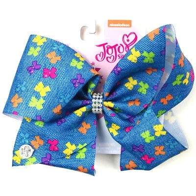 Nickelodeon Kids Denim Blue Rhinestones Signature JoJo Siwa Dance Hair Bow Clip - Image 1 of 2