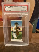 1909 Dockman & Sons E92 Baseball Card Bergen Brooklyn PSA 2 good