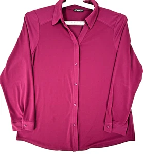 Adrianna Papell Top Women Large Fushia Button Up Shirt  Long Sleeve Collar Lagen - Picture 1 of 10
