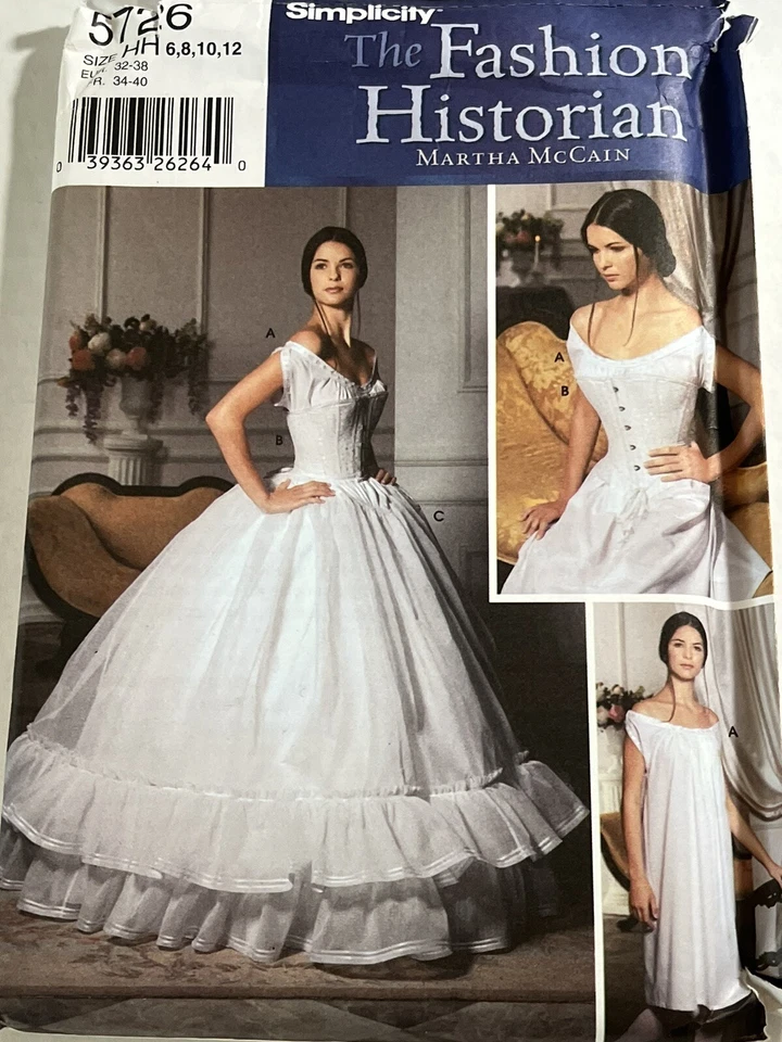 Simplicity 5726 Sewing Pattern Corset Chemise Petticoat Costume Renacement