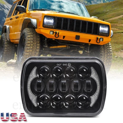 5X7 7X6" LED Headlight Halo DRL For Jeep Cherokee XJ 1984-2001 Wrangler YJ 87-95 - Image 1 of 4