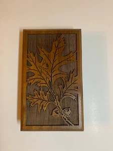 Lasercraft Laser Engraved Walnut Paperweight Oak Leaf with acorns Vintage - Picture 1 of 7