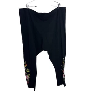 Womanwithin Black Pull On Embroidered Leggings Womens Size 4X Casual - Picture 1 of 15