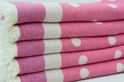 Toalha/cobertor de bolinhas rosa turco algodão puro - Imagem 1 de 4