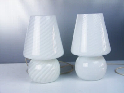 Set von 2 grossen  Murano-Tischlampen aus Wirbelglas im Pilzstil, Original 1970 - Bild 1 von 4