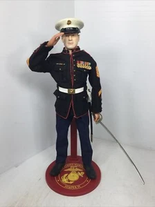 1/6 CUSTOM USMC MARINE GUNNERY SERGEANT IN FULL DRESS BLUES UNIFORM SWORD &STAND - Picture 1 of 24