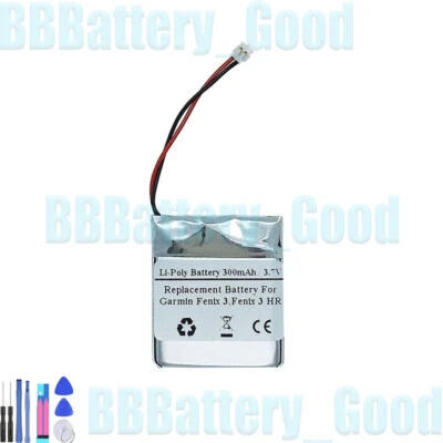 Batteria di ricambio 300 mAh 3,7 V per Garmin Fenix 3, Fenix 3 HR, 361-00034-02 - Immagine 1 di 4