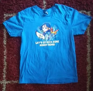 TeeTurtle Disney Mulan & Mushu Dragon Blue T-Shirt Size Large "Honey Buns" - Picture 1 of 5