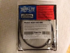TRIPP LITE N201-003-BK 3 ft Cat 6 Black Gigabit Snagless Patch Cable RJ45 - Picture 1 of 2