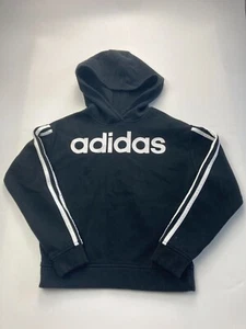 adidas Youth M Black with White Stripe Hoodie - Picture 1 of 4