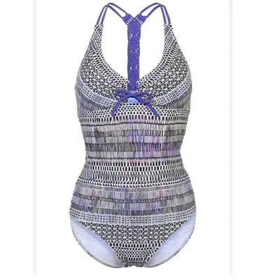 prAna Women's Inez One Piece Swimsuit AquaBloom Halter Racerback Sz XL $108 - Image 1 of 4