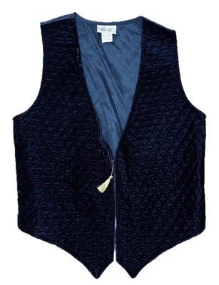 Vintage Quilted Look Velvet Vest Medium Large Whimsigoth Goth Cowgirl AS IS READ - Image 1 of 4