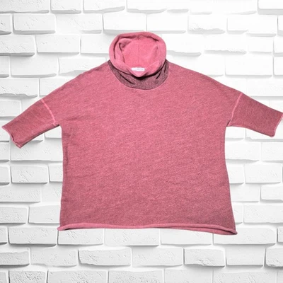 James Perse Standard Melange Cropped Funnel Neck Sweatshirt Size 1 Small Red EUC - Image 1 of 4