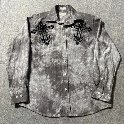 Vtg Eighty Eight Shirt Mens S Tie Dye Y2K Long Sleeve Button Up Affliction Style - Image 1 of 4