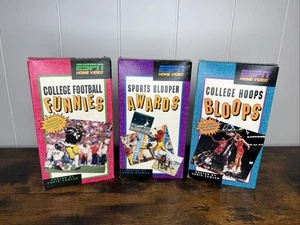 (3) ESPN HOME VIDEO College SPORTS VHS TAPES 1990, DUNKS, FOLLIES, BLOOPERS! - Picture 1 of 5