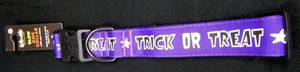 THRILLS & CHILLS Purple Trick Or Treat Glow Dog Collar (XL) (NEW) - Picture 1 of 4