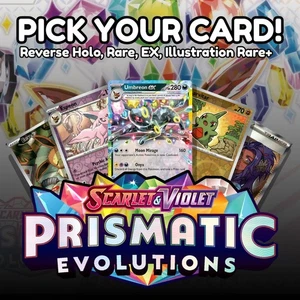 Prismatic Evolutions - Choose Your Card - Reverse Holo, Rare, ex, IR+ - NM - SV7 - Picture 1 of 100