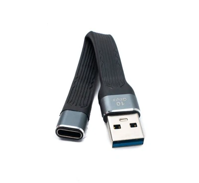 SYSTEM-S USB 3.1 Gen 2 Cable 10cm Type C Female to 3.0A Male Flat Cable 10 - Image 1 of 4