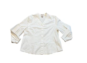 Chicos V Neck Button Up Cotton Shirt White Womens Size XL | 3 No Iron Blouse - Picture 1 of 8