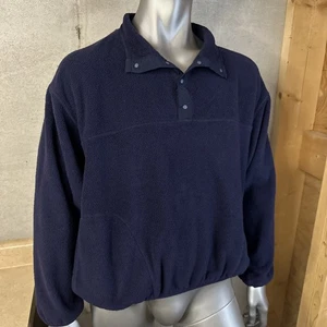 Vtg Eddie Bauer Snap Button Fleece Men's L Large Navy Made In USA - Picture 1 of 6
