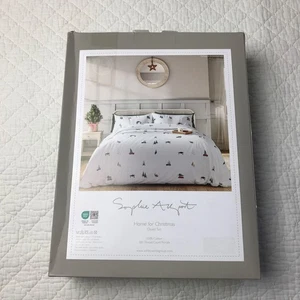 Sophie Allport Queen Bettwäscheset Home For Christmas 200 Fäden 100 % Baumwolle Perkal - Bild 1 von 5