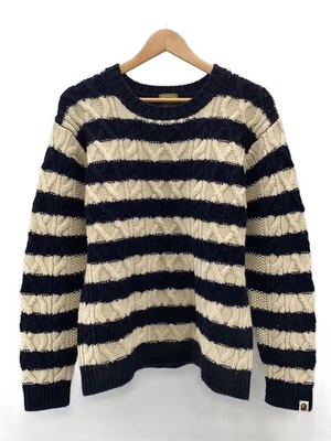 Suéter tejido a rayas de lana A BATHING APE, talla M, azul marino, 001KN0601009X Foto 1 de 4