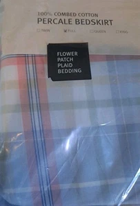 Eddie Bauer Home Full Size BEDSKIRT 54" x 75" New Flower Patch Plaid 15" Drop - Picture 1 of 9