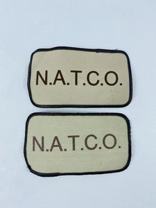 Two "N.A.T.C.O." Name Patch TAN with Brown Embroidered Patches Personalized - Picture 1 of 3