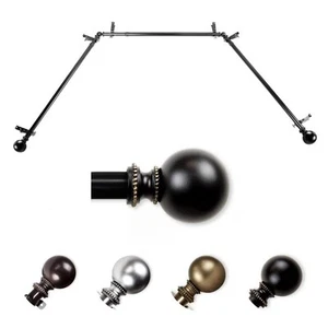 13/16 Dia Adjustable 20 -36 , 38 -72 Bay Window Curtain Rod with Stevie Finials - Picture 1 of 3