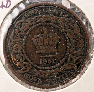 1861 Canada Nova Scotia 1 Cent Large Cent 1¢ Queen Victoria KM# 8 SP4977 - Picture 1 of 2