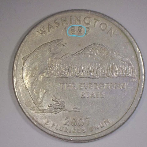 2007 P Error Washington State Quarter Coin Die Chips Reverse Cover