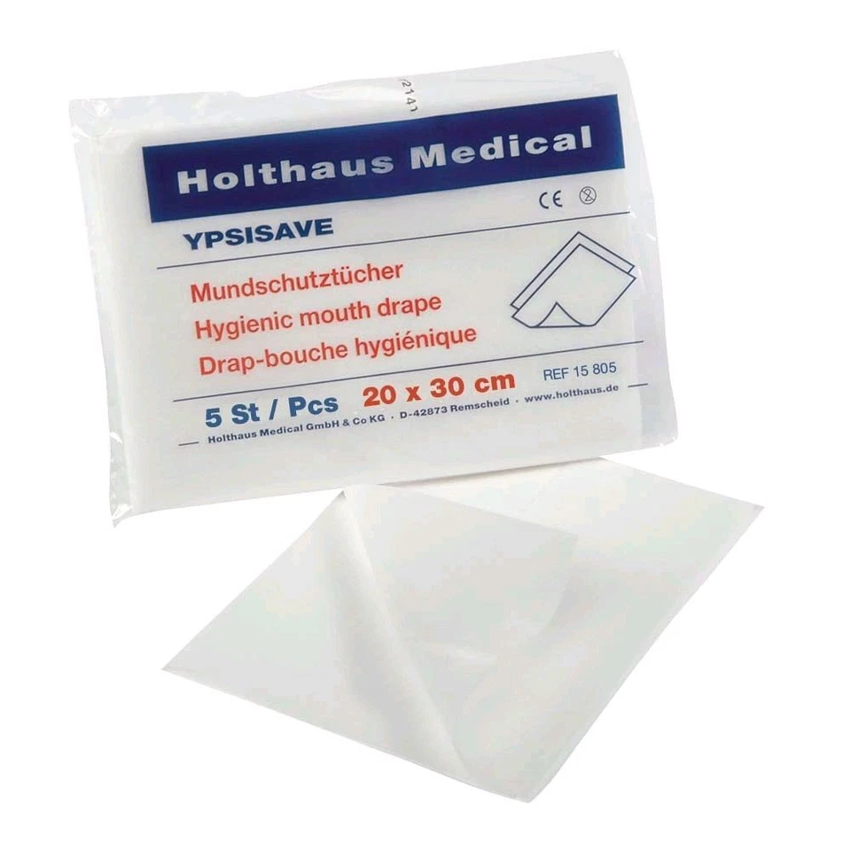 HOLTHAUS MEDICAL 5x YPSISAVE Mundschutztücher, hygienische Atemspende, Mund zu Mund Beatmung