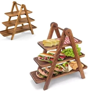 Multi-Function Wood Tiered Tray Detachable Food Serving Rack For Wedding Party - Picture 1 of 6