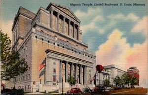 MASONIC TEMPLE Lindell Boulevard ST. LOUIS, Missouri MO postal de lino - Imagen 1 de 2