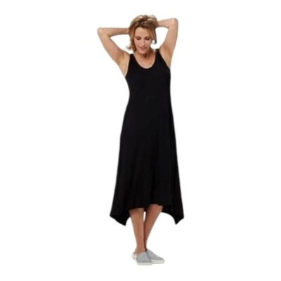 Vestido LOGO by Lori Goldstein Dobladillo Mordedura de Tiburón Negro Talla L Vestido Informal Tejido Gofre Foto 1 de 4