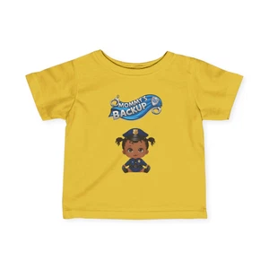 African American Baby Girl Police Officer Tee, Mommy's Backup, Infant Shirt - Picture 1 of 14