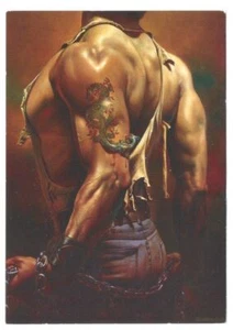 Surreal DRAGON TATTOO Comes to Life 1984 Art Postcard by Boris Vallejo - Picture 1 of 2