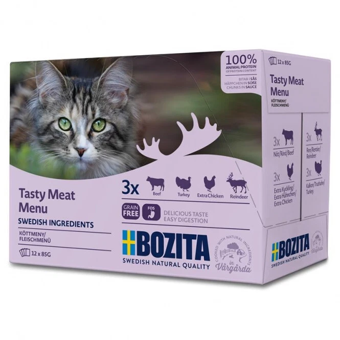 Bozita Pouch Häppchen in Soße Multibox Fleisch-Menü 12 x 85g (EUR 21,55 / kg) - Bild 1 von 1