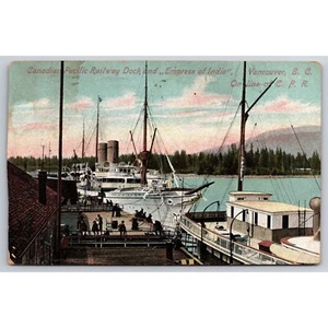 Postcard Antique Canadian Pacific Railway Dock and "Empress of India" c1900 0366 - Picture 1 of 2