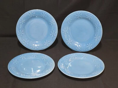 Vintage Libbey BLUE SNOWFLAKE 8.5" Luncheon / Salad Plate - NEAR MINT Set Of 5 - Image 1 of 4